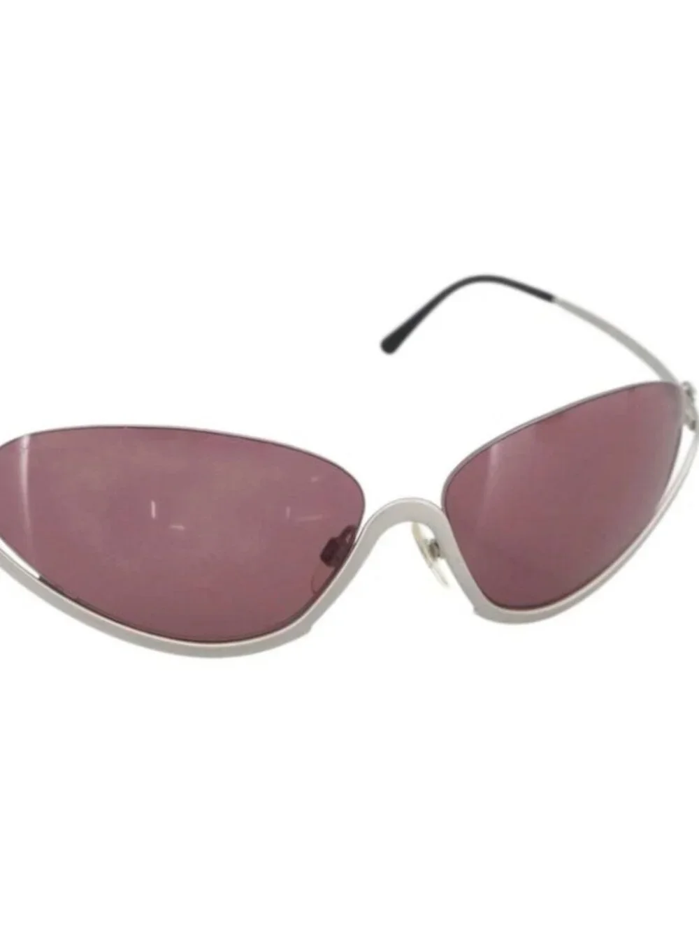 CHANEL COCO Mark Sunglasses metal Silver tone 4004 CC Auth BAZ737